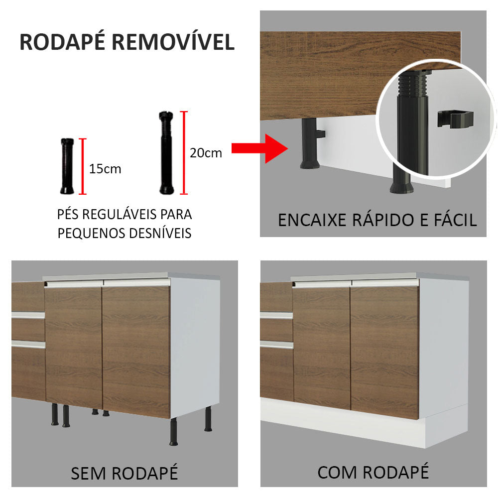 Mueble de Cocina Bajo Glamy 1.50 m 2 Puertas 2 Cajones
