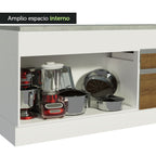 Mueble de Cocina Bajo Glamy 1.50 m 2 Puertas 2 Cajones con Encimera Blanco/Marrón