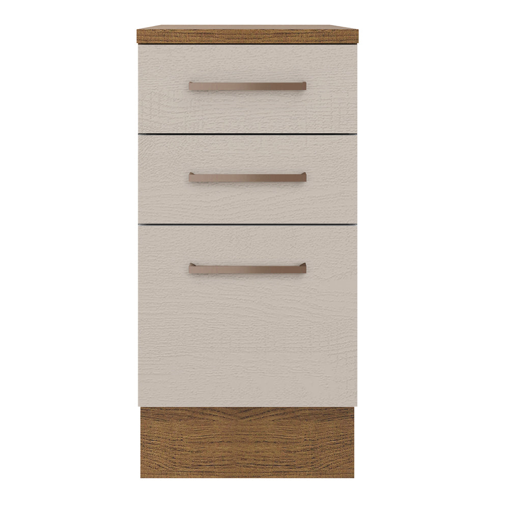 Mueble de Cocina Bajo Agata 40 cm 3 Cajones Marrón/Crema