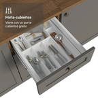 Mueble de Cocina Bajo Vik 40 cm 3 Cajones Marrón/Gris