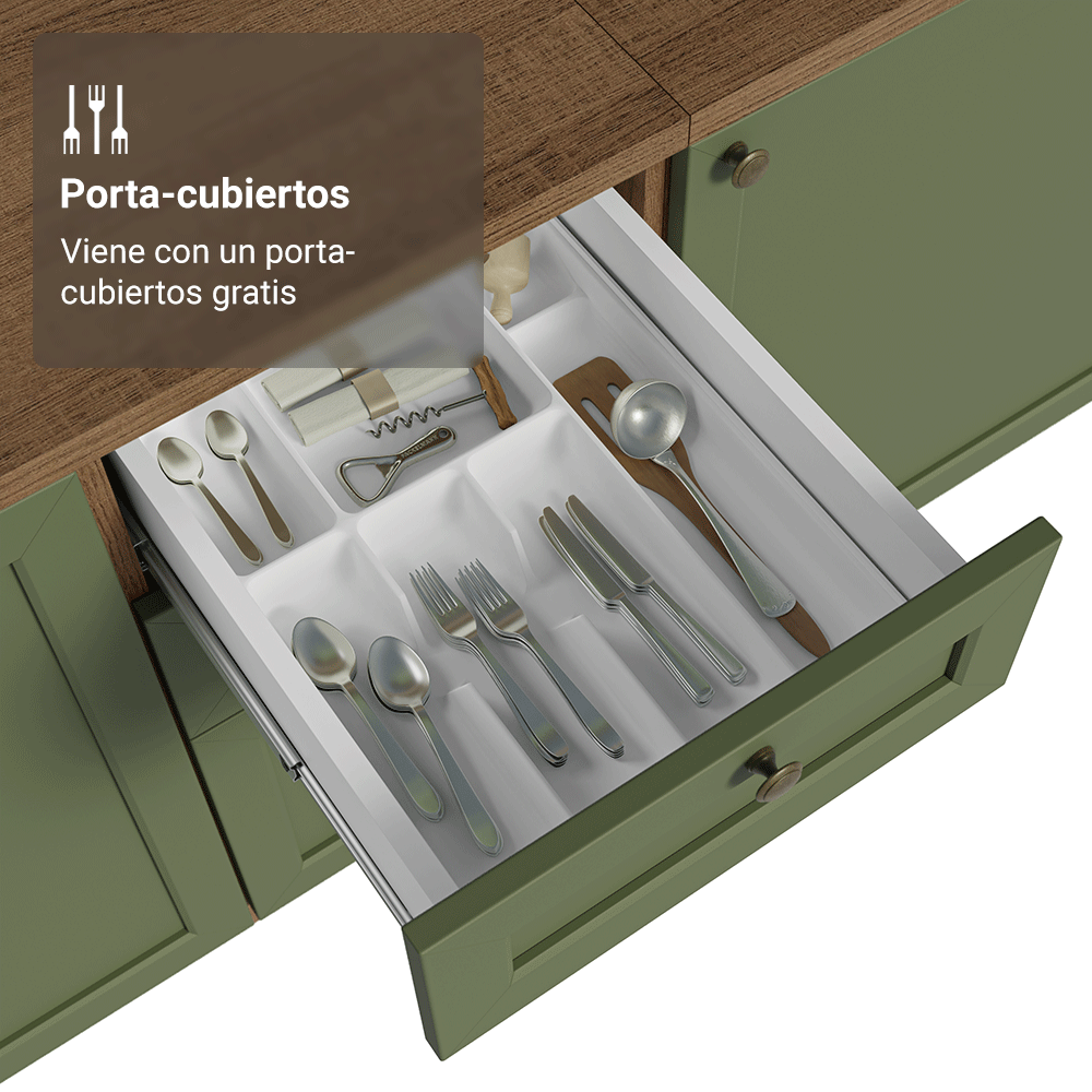 Mueble de Cocina Bajo Vik 40 cm 3 Cajones Marrón/Verde