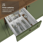 Mueble de Cocina Bajo Vik 40 cm 3 Cajones Marrón/Verde