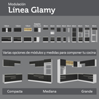 Mueble de Cocina Bajo de Esquina Glamy 1 Puerta Blanco/Negro