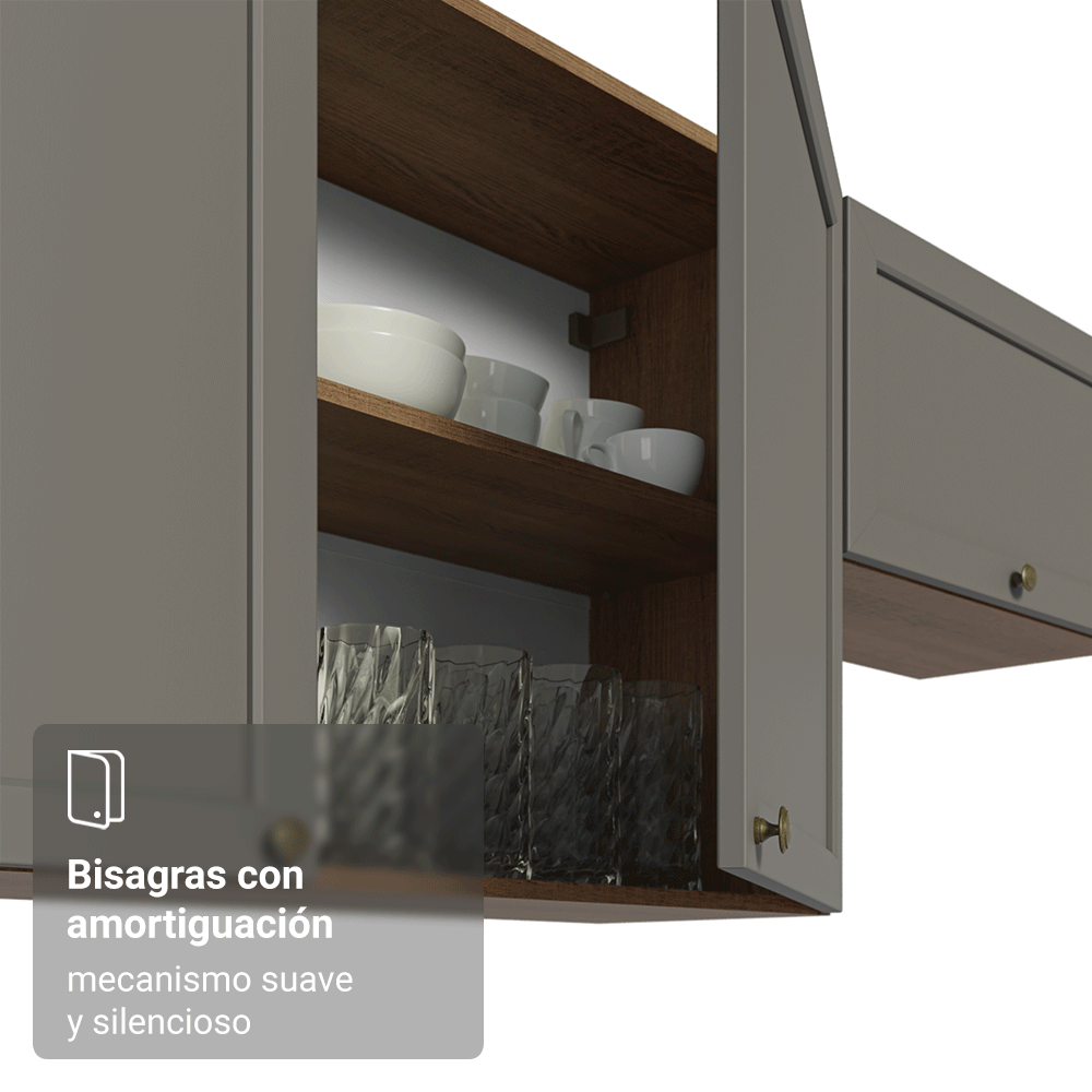 Mueble de Cocina Superior Vik 35 cm 1 Puerta Marrón/Gris