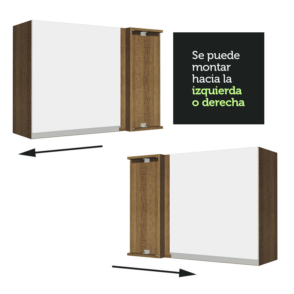 Mueble de Cocina Superior de Esquina Glamy 1 Puerta Marrón/Blanco
