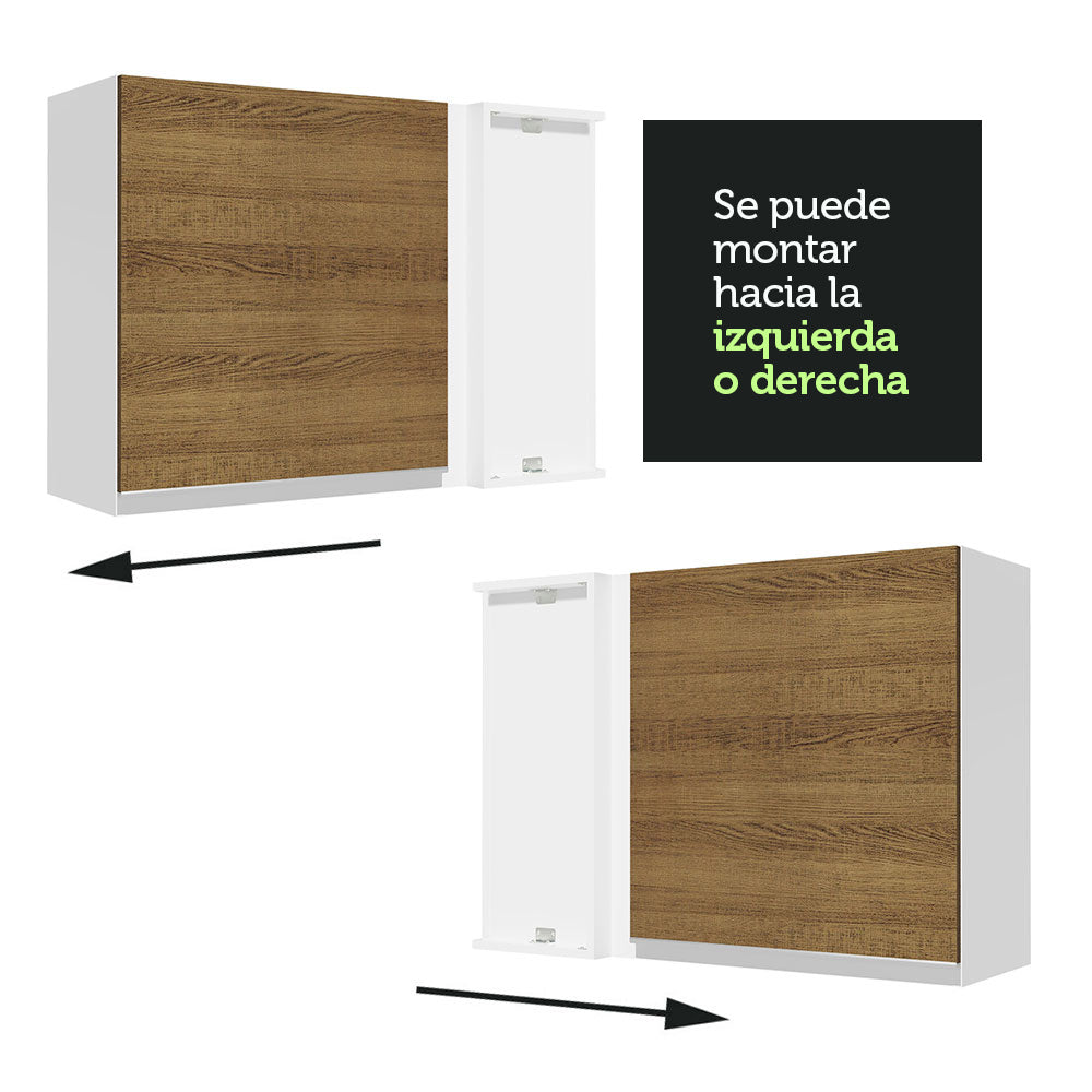 Mueble de Cocina Superior de Esquina Glamy 1 Puerta Blanco/Marrón