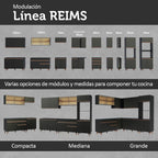 Mueble de Cocina Superior Esquina Reims 1 Puerta 3 Nichos Negro