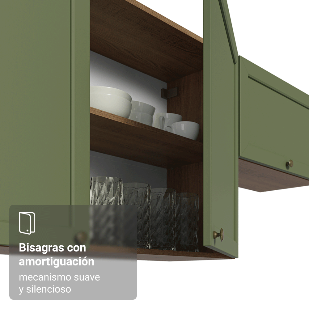 Mueble de Cocina Superior Vik 80 cm 2 Puertas Marrón/Verde