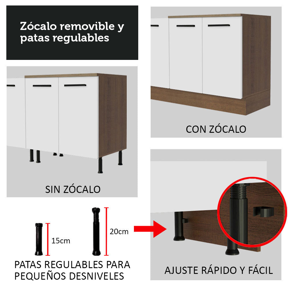 Mueble de Cocina Armario Vertical Agata 3 Puertas Marrón/Blanco