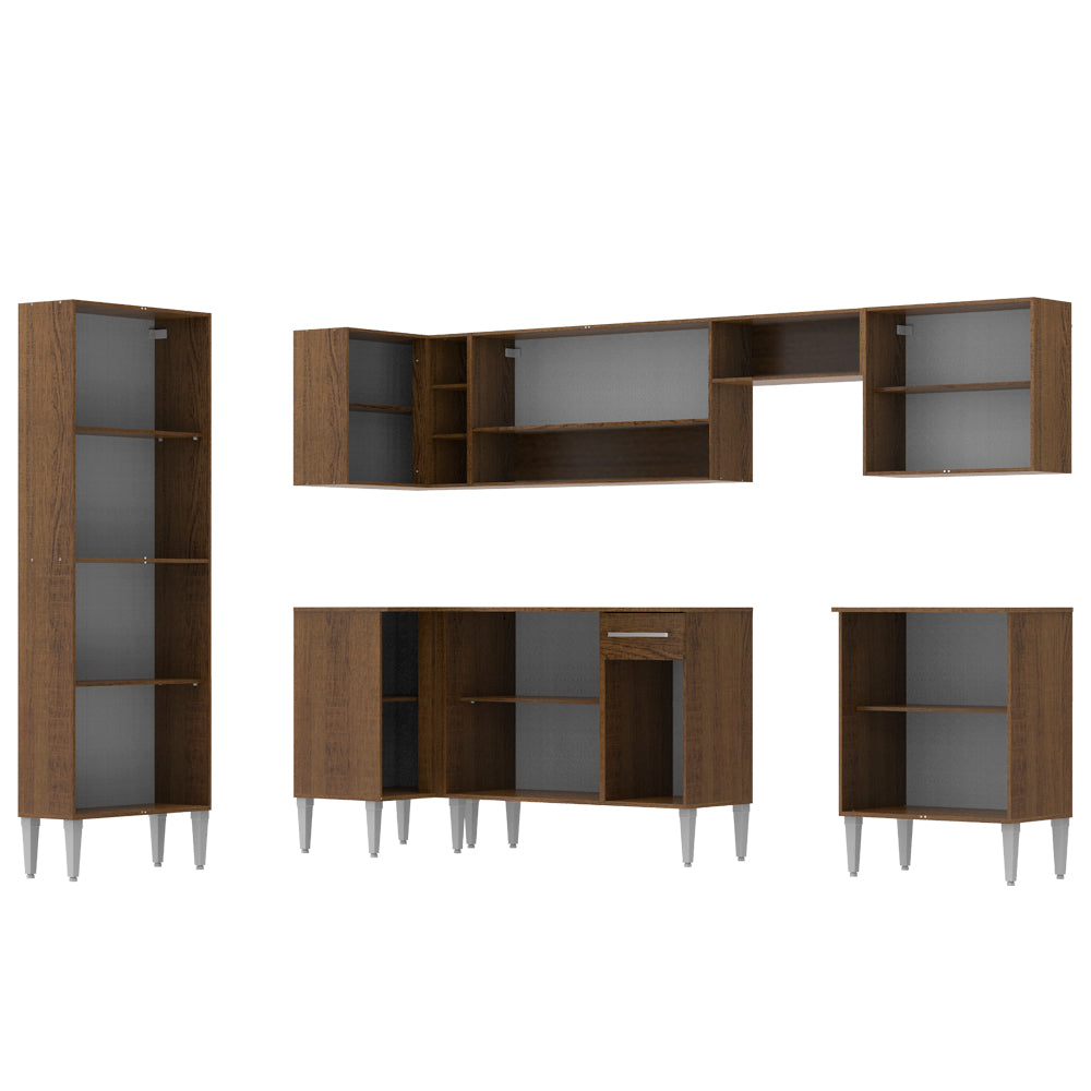 Cocina Integral de Esquina Emilly Moon 4.80 m Marrón/Negro