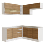 Cocina Integral de Esquina Glamy 3.50 m Blanco/Marrón 01