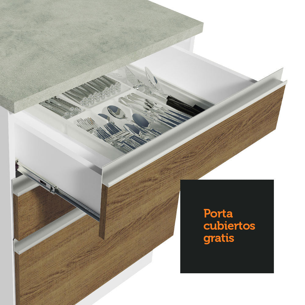 Cocina Integral de Esquina Glamy 4.00 m Blanco/Marrón 02