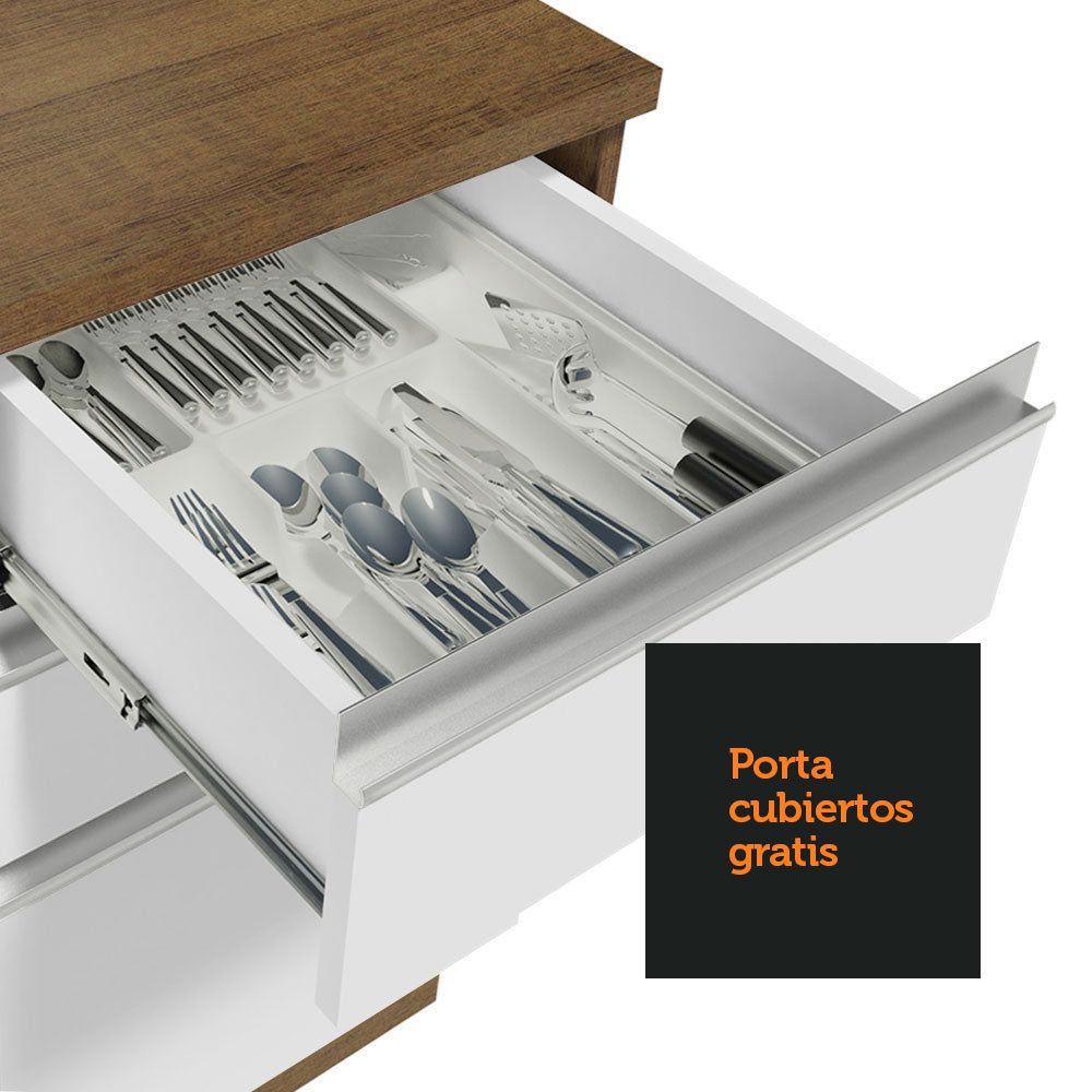 Cocina Integral de Esquina Glamy 4.80 m Marrón/Blanco 01