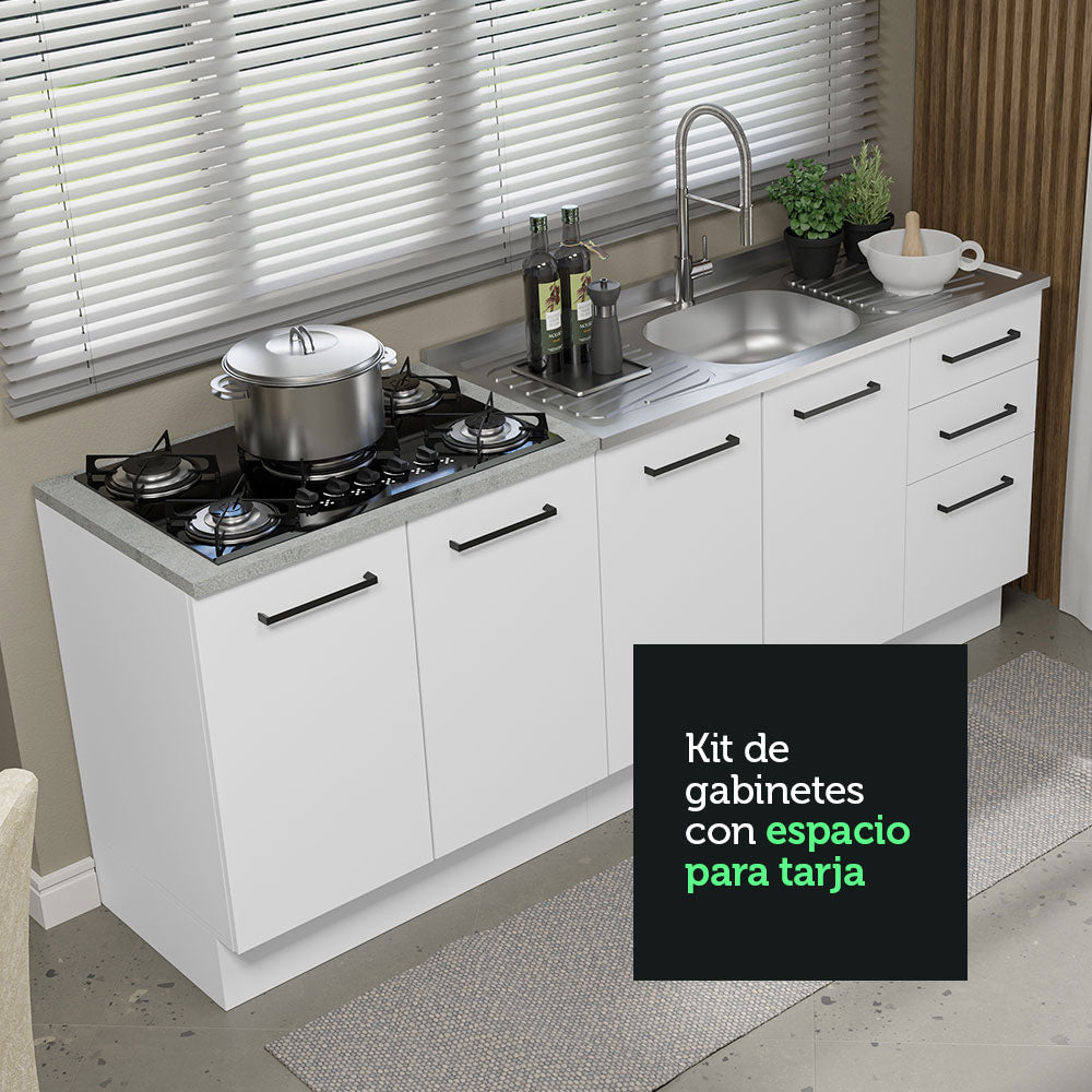 Kit 2 Muebles de Cocina Bajo Agata 2.00 Metros Blanco