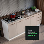 Kit 2 Muebles de Cocina Bajo Agata 2.00 Metros Blanco/Crema