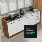 Kit 2 Muebles de Cocina Bajo Agata 2.00 Metros Marrón/Blanco
