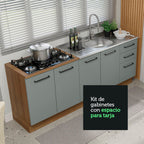 Kit 2 Muebles de Cocina Bajo Agata 2.00 Metros Marrón/Gris