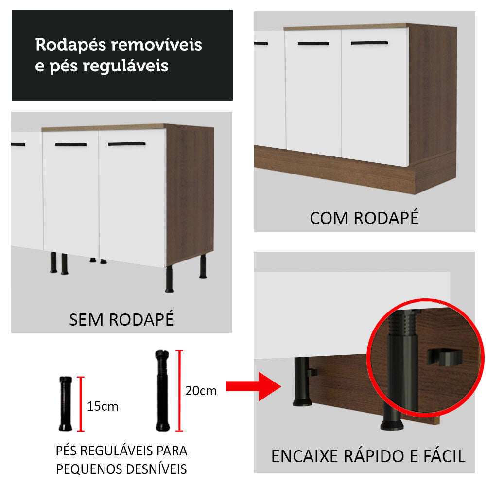 Cocina Integral Agata 2.90 Metros Marrón/Blanco 01