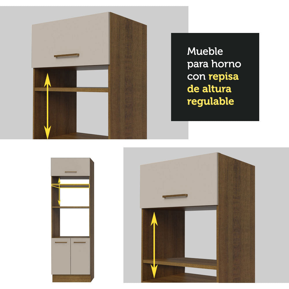 Cocina Integral Agata 3.30 Metros Marrón/Crema 01