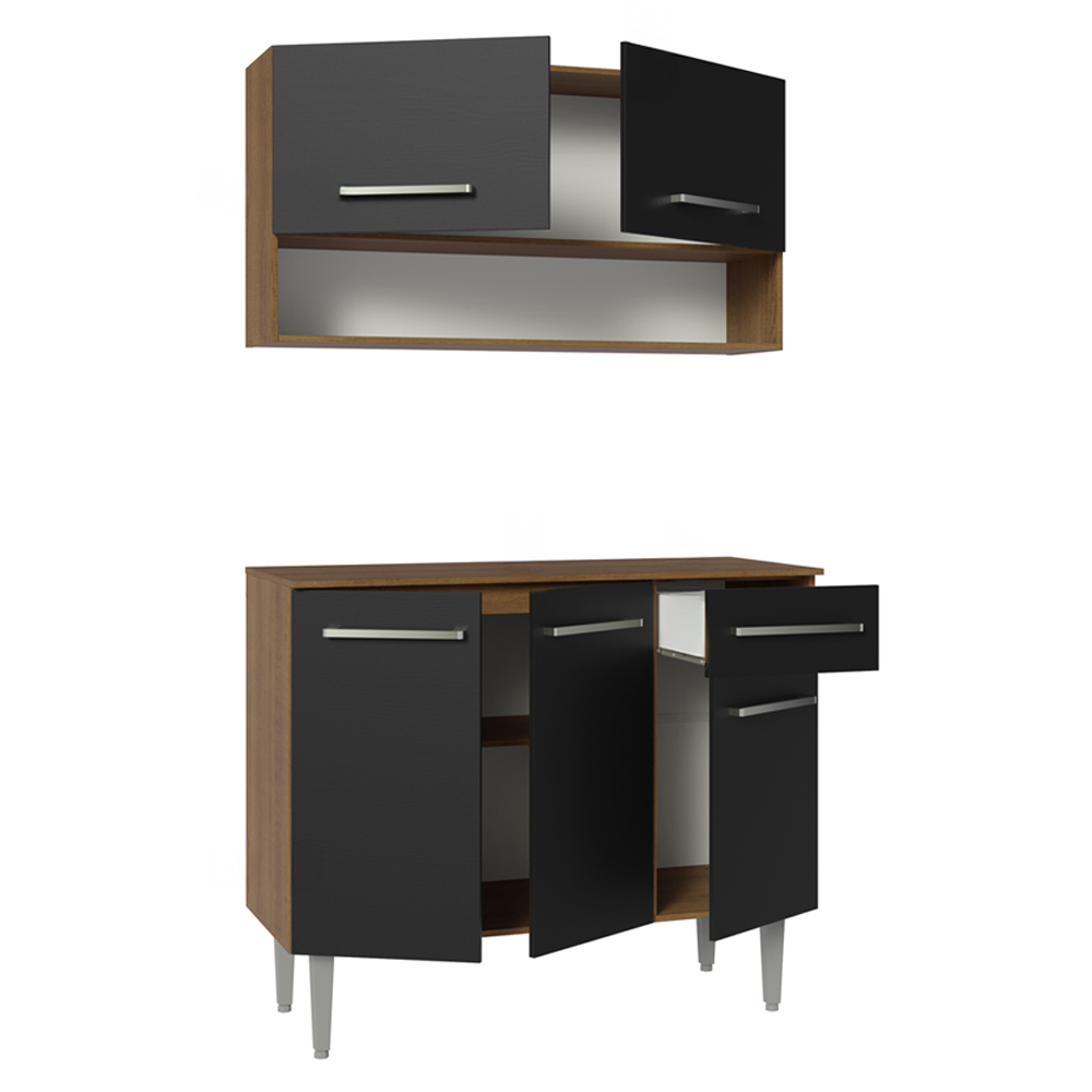 Cocina Integral Compacta Emilly 1.05 m Marrón/Negro 03