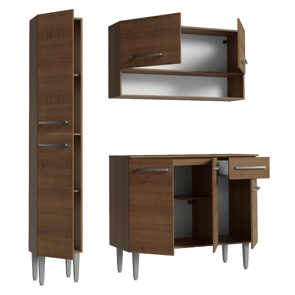 Cocina Integral Emilly 1.40 Metros Marrón 12