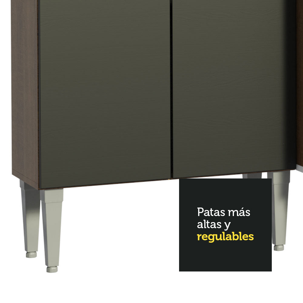 Cocina Integral Emilly Sing 2.00 Metros Marrón/Negro