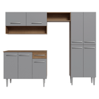 Cocina Integral Emilly Pop 2.30 Metros con Mesón MDP Marrón/Gris