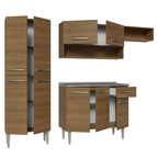 Cocina Integral Emilly 229 cm con Mesón de Acero 12 Marrón Madesa