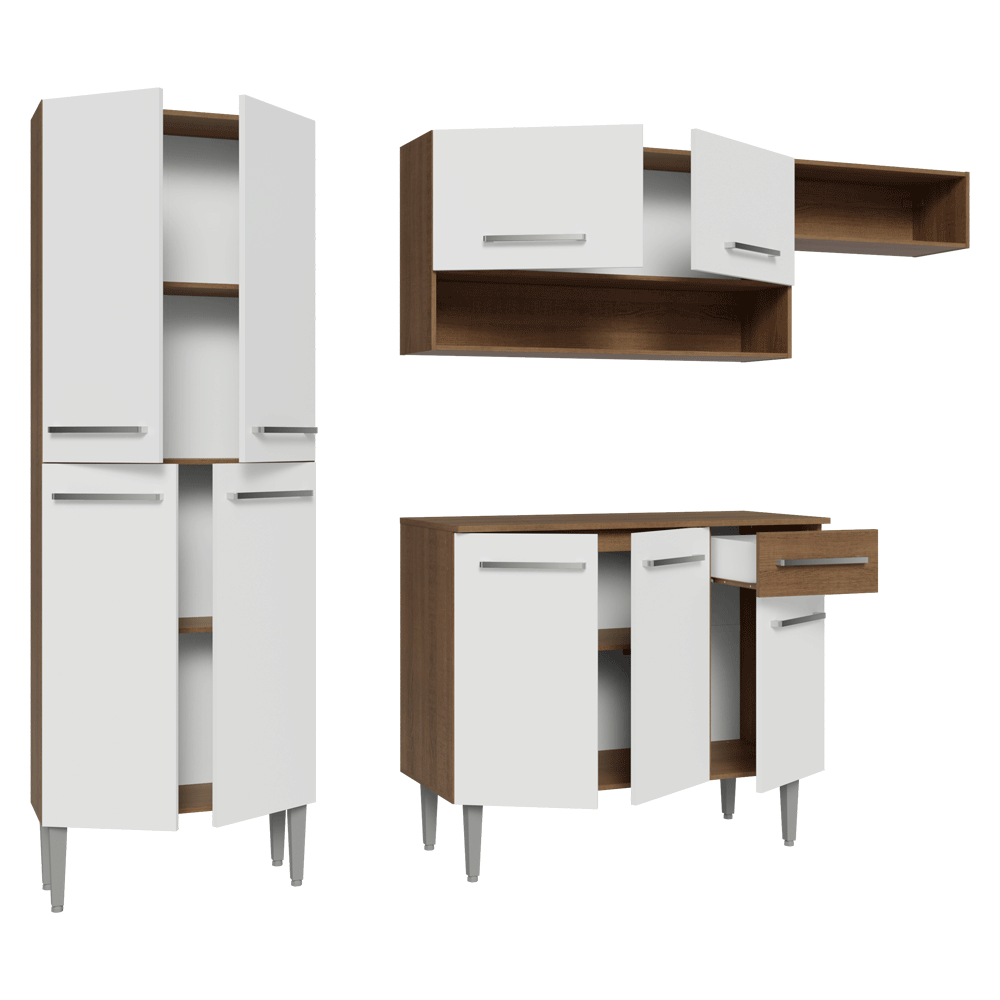 Cocina Integral Emilly 2.30 Metros Marrón/Blanco 16