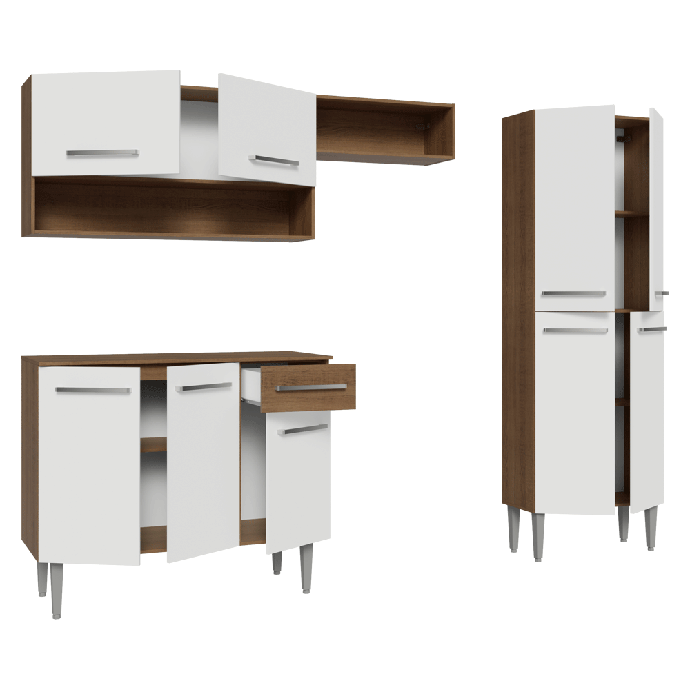 Cocina Integral Emilly 2.30 Metros Marrón/Blanco 17