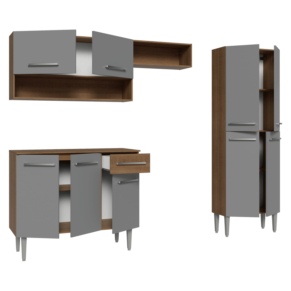 Cocina Integral Emilly 2.30 Metros Marrón/Gris 17