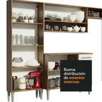 Cocina Integral Emilly 2.90 Metros Marrón/Blanco 01