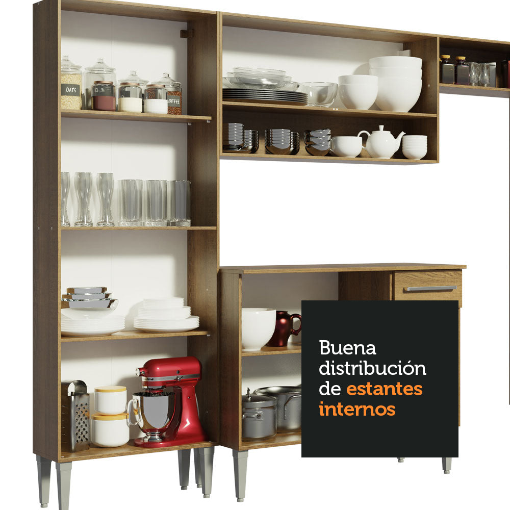 Cocina Integral Emilly 2.90 Metros Marrón/Gris 01