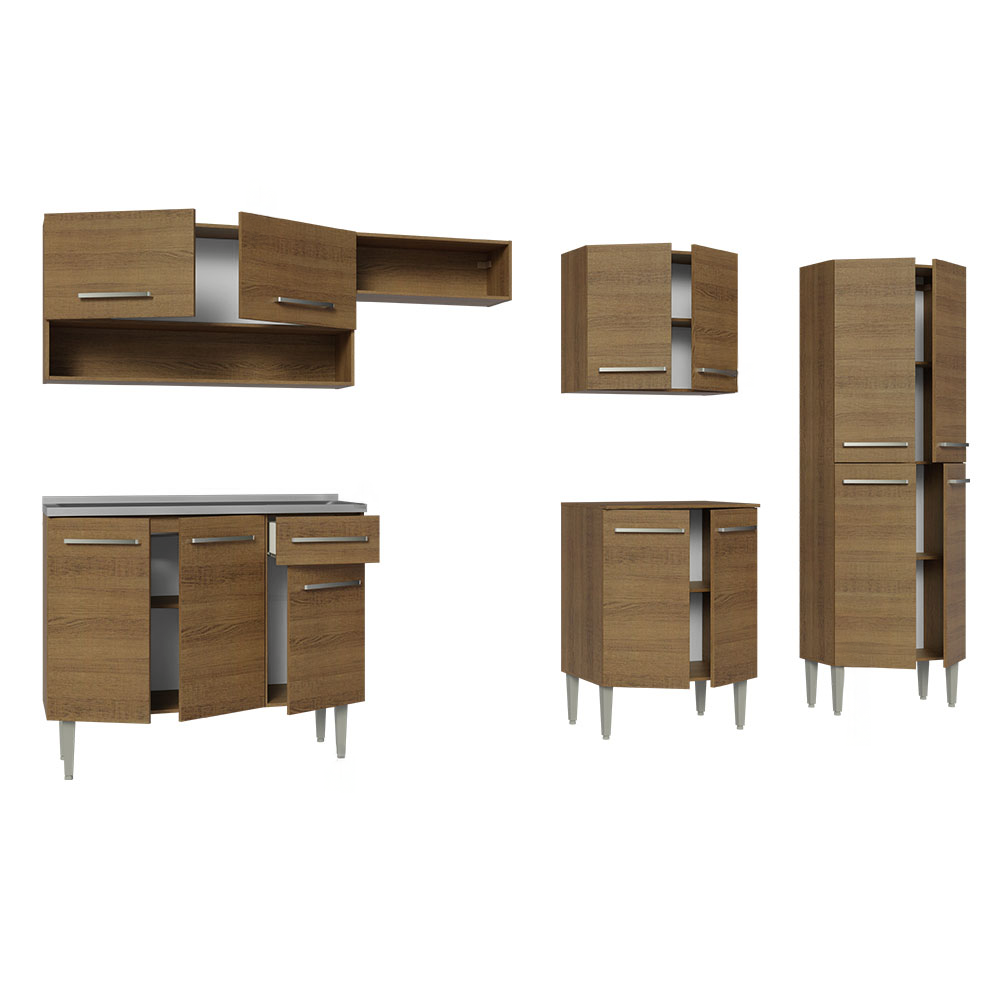 Cocina Integral Emilly 2.90 m con Mesón de Acero Marrón 09