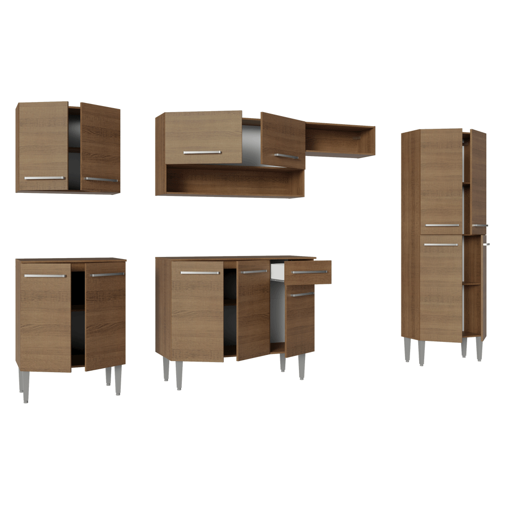 Cocina Integral Emilly 2.90 Metros Marrón 11