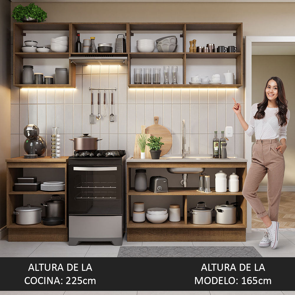 Cocina Integral Glamy 2.40 Metros Marrón/Blanco 09