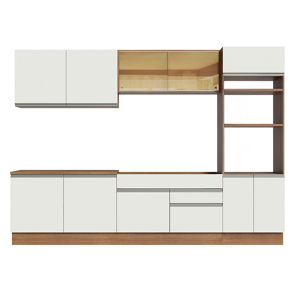 Cocina Integral Glamy 3.10 Metros Marrón/Blanco 01