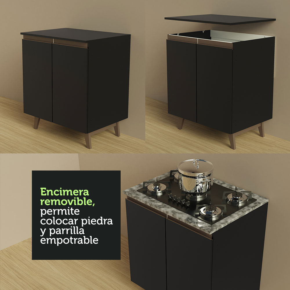 Cocina Integral Reims 2.60 m con Encimera Negro 02
