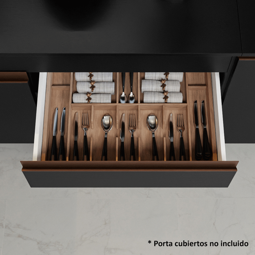 Cocina Integral Reims 3.10 m con Encimera Negro/Marrón 01