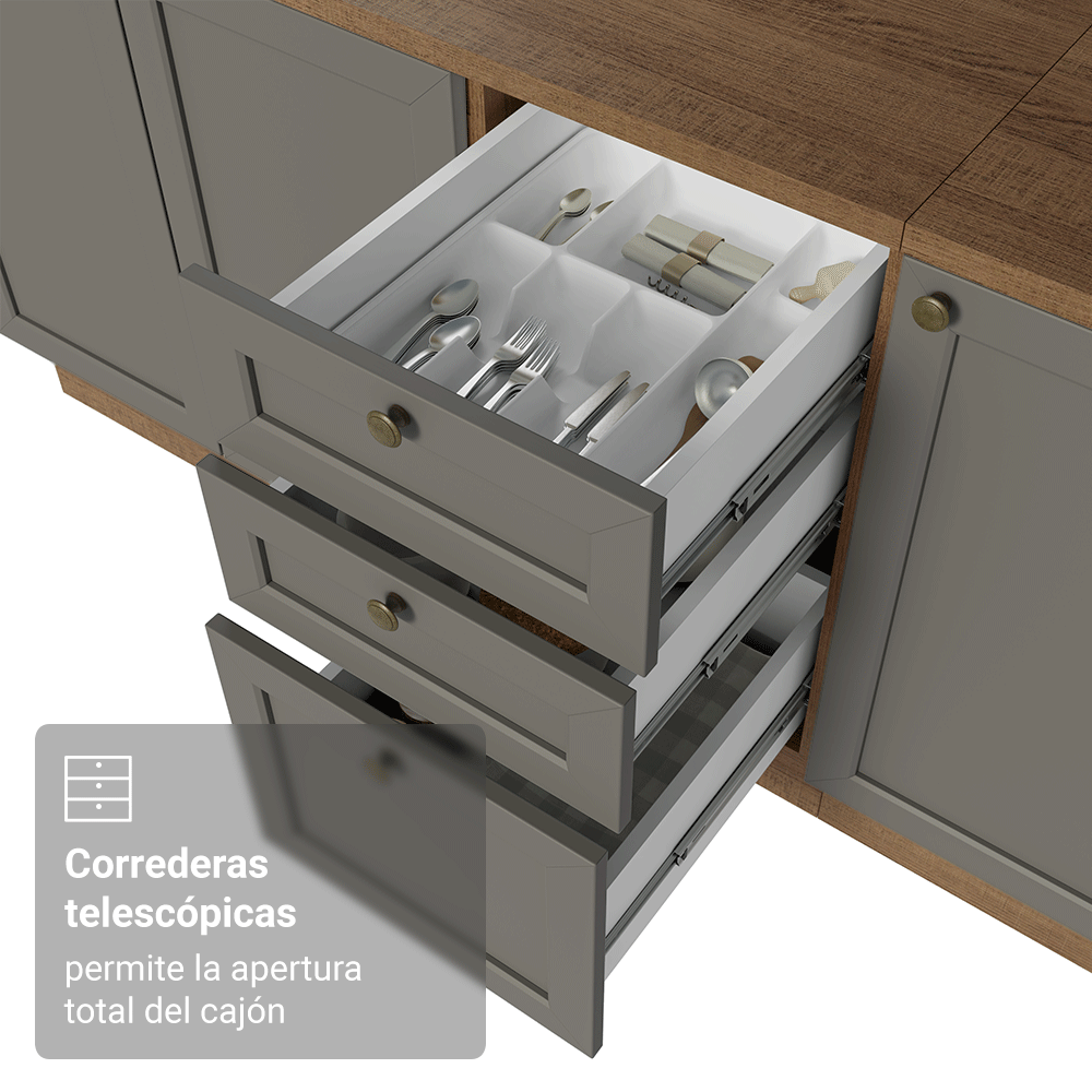 Cocina Integral Vik 1.80 Metros Marrón/Gris 04