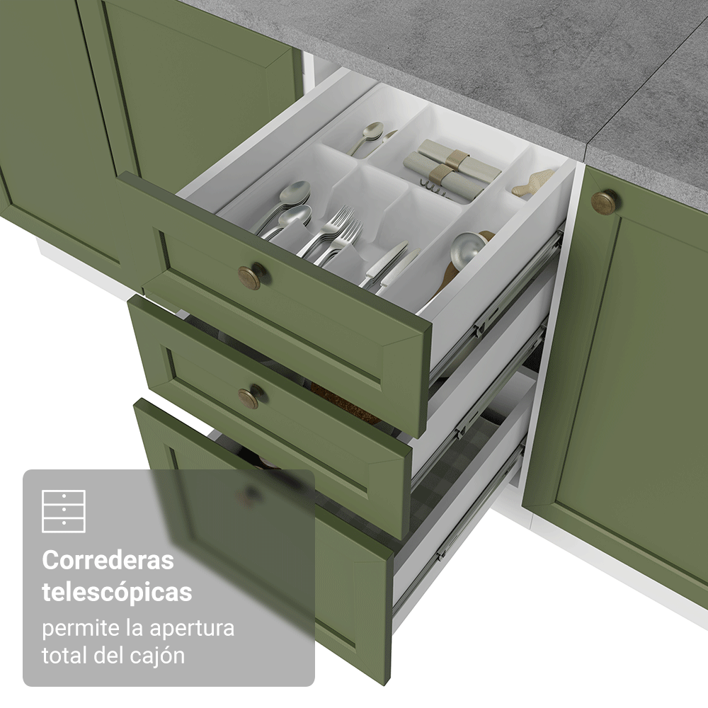 Cocina Integral Vik 2.70 Metros Blanco/Verde 04