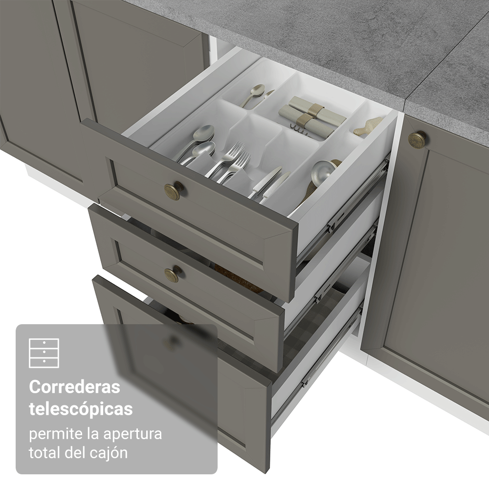 Cocina Integral Vik 2.80 m con Encimera BlancoGris 01