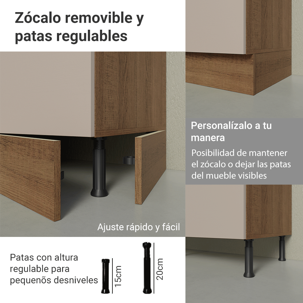Conjunto de Mueble para Baño Agata 1.20 m 3 Puertas 3 Cajones Marrón/Crema