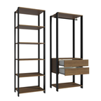 Clóset Modulado Abierto Valencia 2 Cajones 7 Niveles Marrón/Negro 180 cm x 129 cm x 45 cm