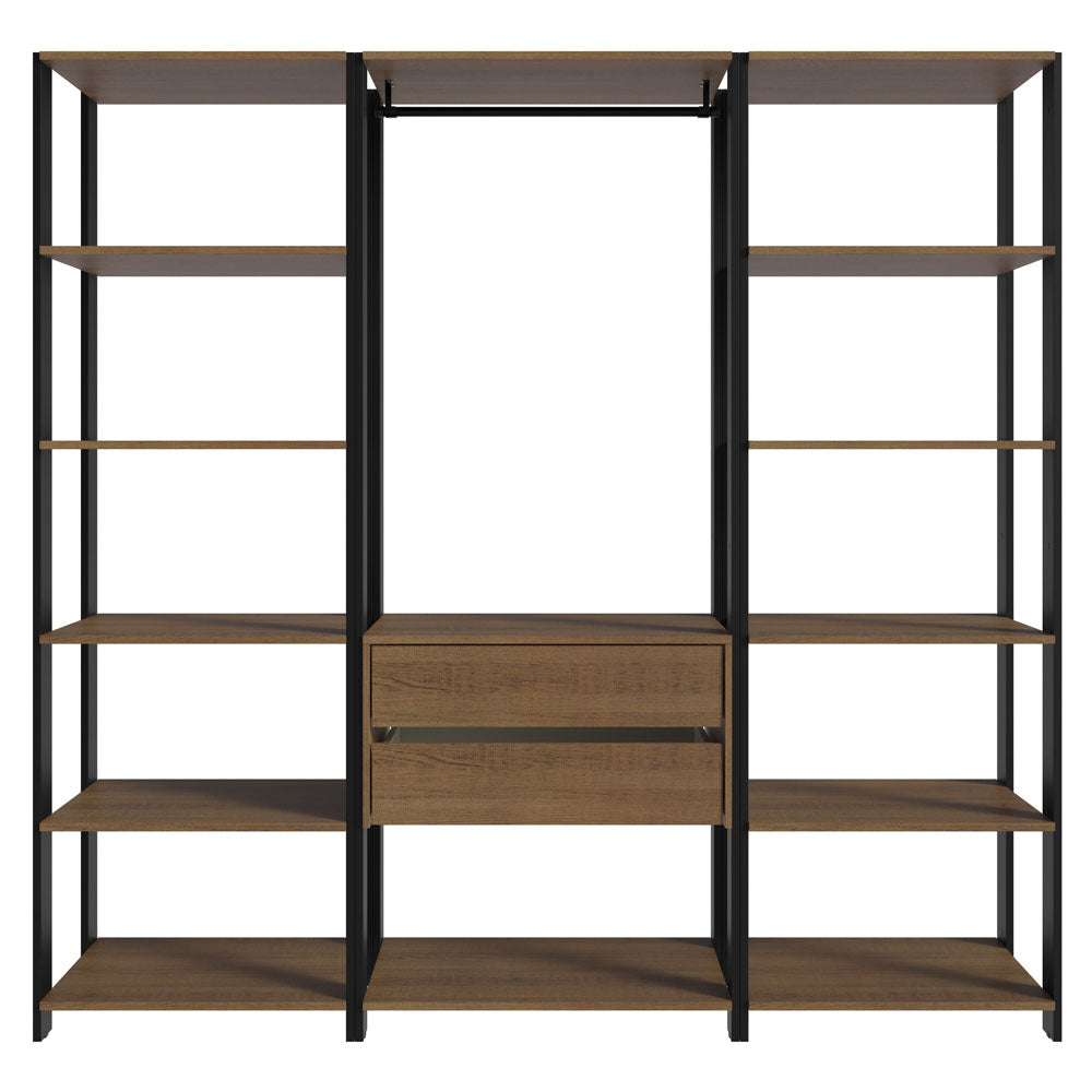 Clóset Modulado Abierto Valencia 180 cm x 188 cm x 45 cm Marrón/Negro 01