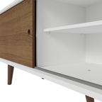 Centro de Entretenimiento Mesa para TV Dubai Hasta 65 Pulgadas Blanco/Marrón (Patas Marrón)