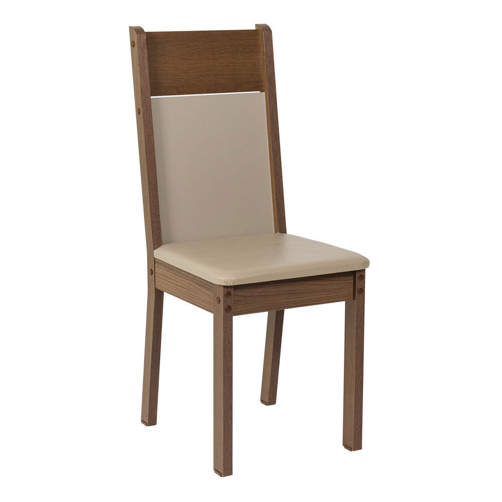 Juego de Comedor Elisa con 4 Sillas Marrón/Crema/Beige