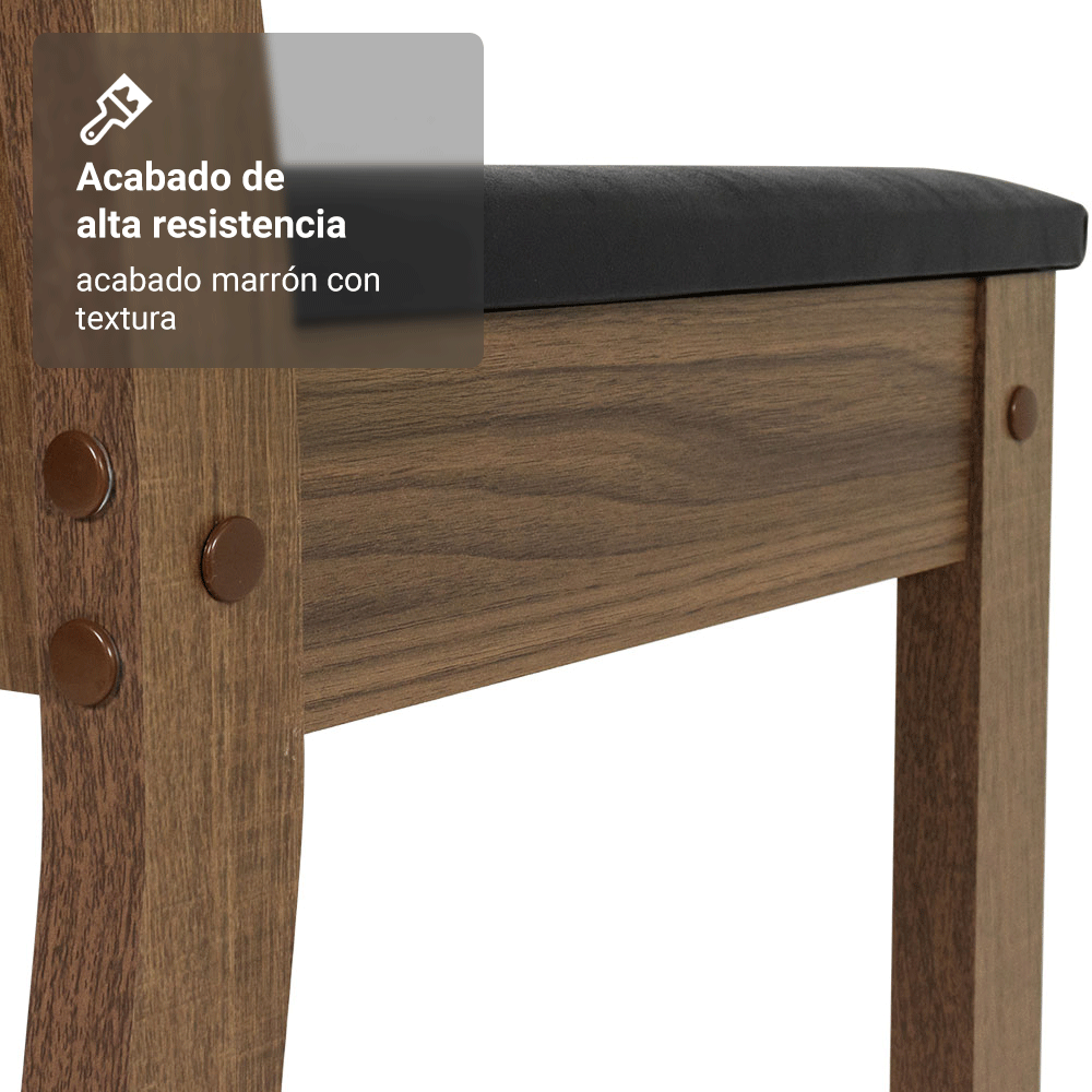 Juego de Comedor Samara con 4 Sillas Marrón/Crema/Negro
