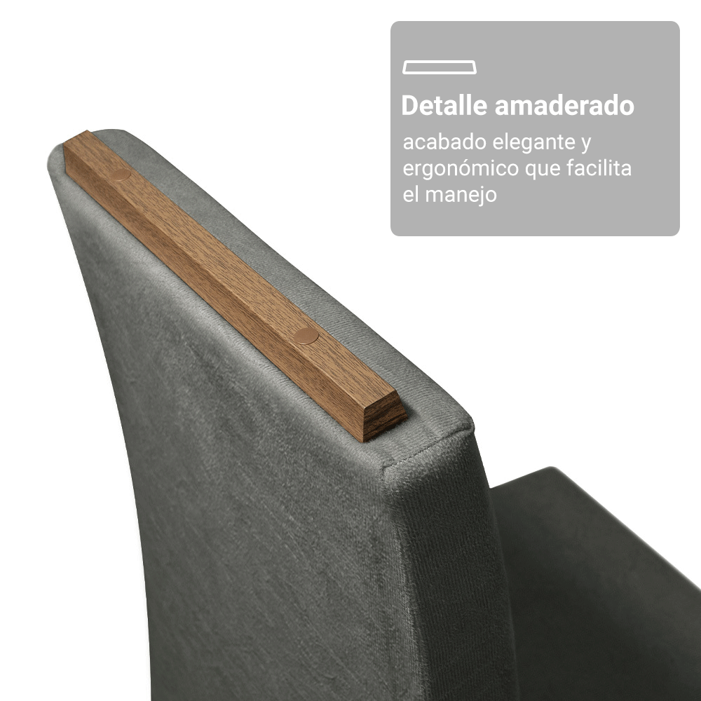 Juego de Comedor Braga con 4 Sillas - Tablero de Madera y Cristal Marrón/Gris/Plateado