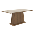 Juego de Comedor Patricia con 6 Sillas - Tablero de Madera y Cristal Marrón/Crema/Imperial